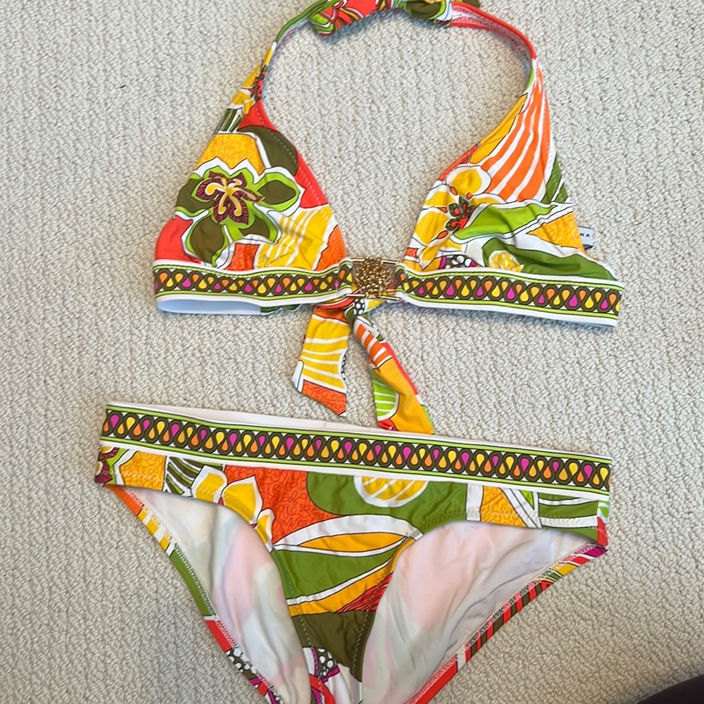 Trina Turk orange/green/yellow  bikini size 6